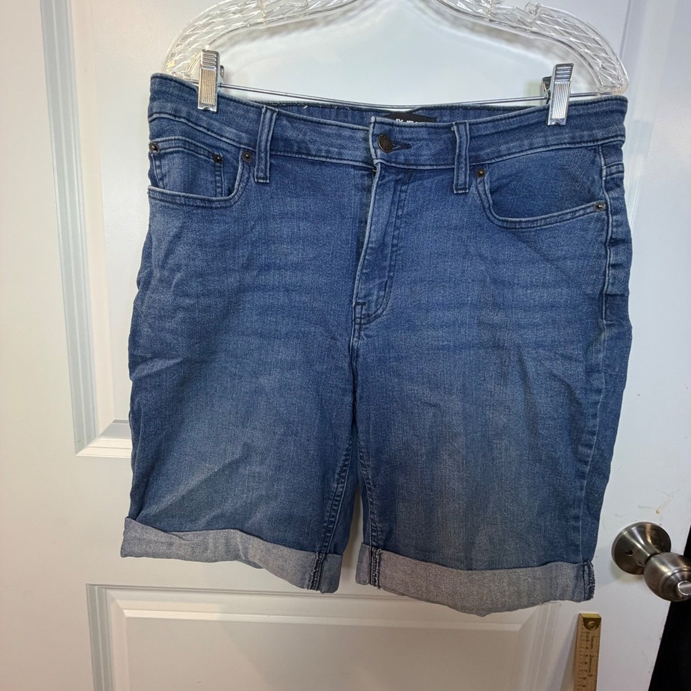 DKNY Jeans Womens Denim Shorts Cuffed Hem Blue Size 14